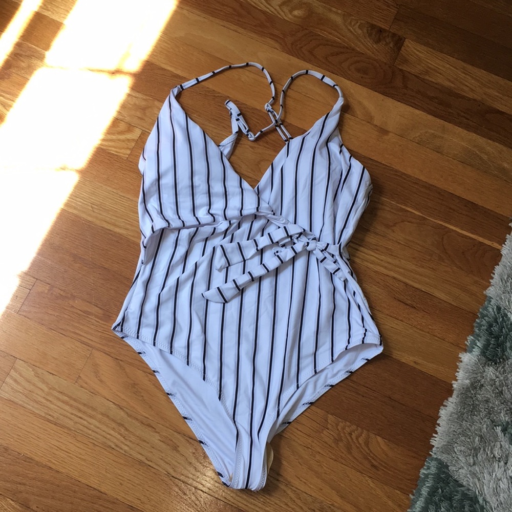 Cupshe striped wrap one piece